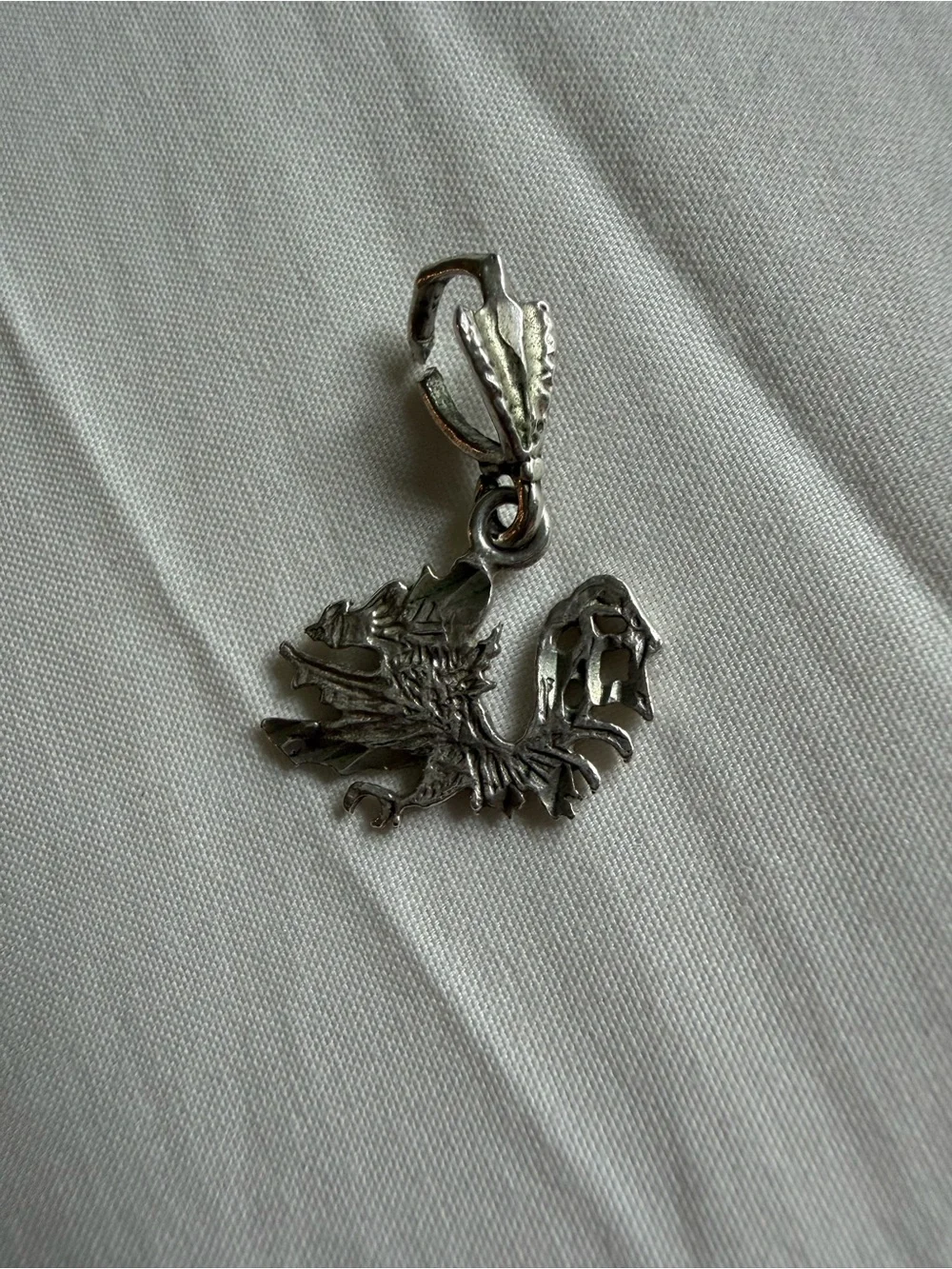Sterling Silver Dragon Charm Pendant in Silver gamecocks